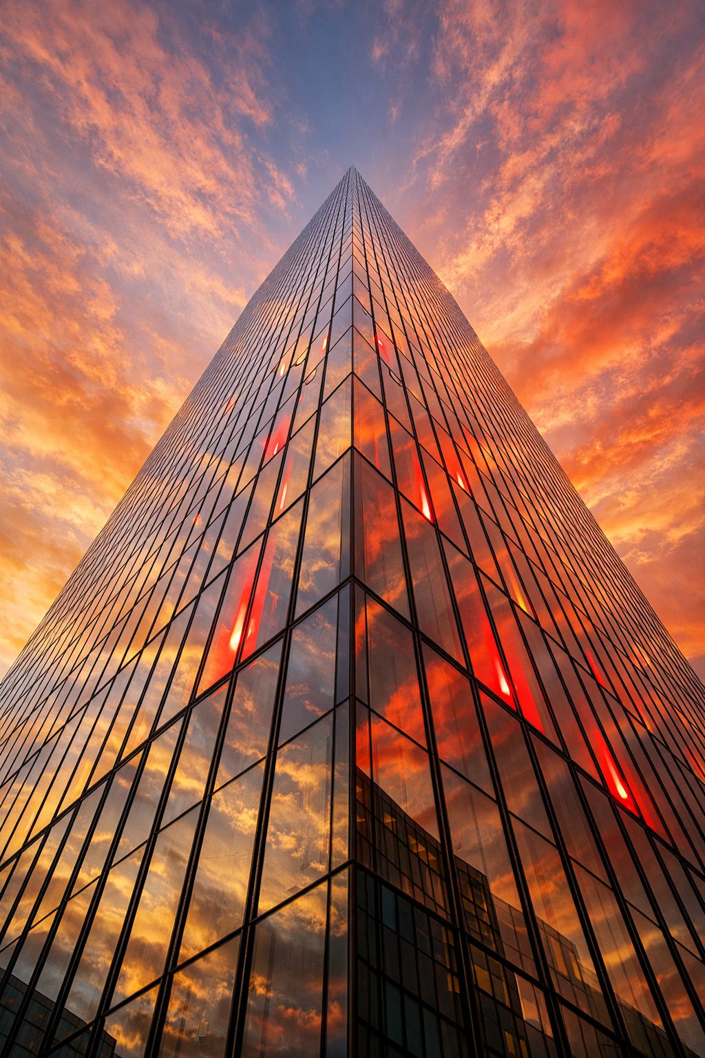 Modernes Glas-Hochhaus bei Sonnenuntergang als Sinnbild für Investitionen in die sx.company
